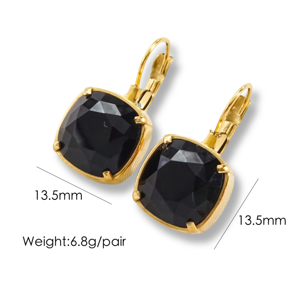 1 Pair Retro Roman Style Geometric Plating Inlay 304 Stainless Steel Zircon 14K Gold Plated Drop Earrings display picture 6