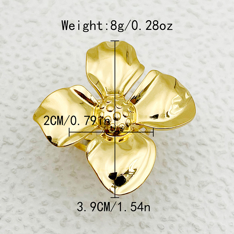 304 Stainless Steel 14K Gold Plated Elegant Sweet Artistic Plating Flower Open Rings display picture 3