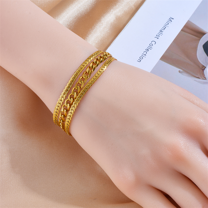 Vintage Style Solid Color 304 Stainless Steel 18K Gold Plated Bracelets In Bulk display picture 6