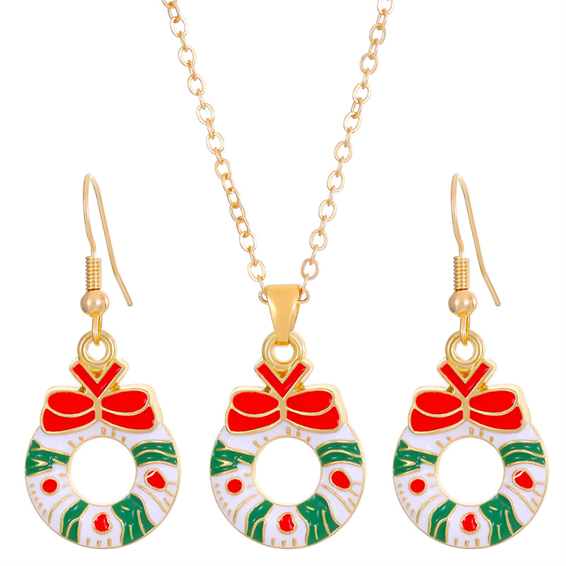 Christmas Classic Style Christmas Hat Christmas Tree Santa Claus Alloy Enamel Plating Inlay Artificial Rhinestones 18k Gold Plated Gold Plated Women's Earrings Necklace display picture 2