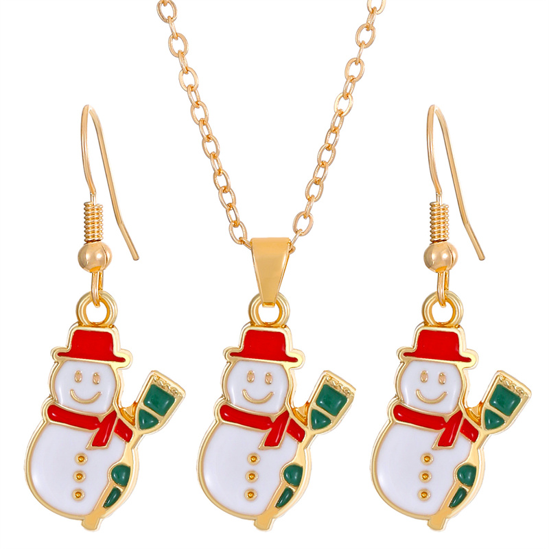 Christmas Classic Style Christmas Hat Christmas Tree Santa Claus Alloy Enamel Plating Inlay Artificial Rhinestones 18k Gold Plated Gold Plated Women's Earrings Necklace display picture 6