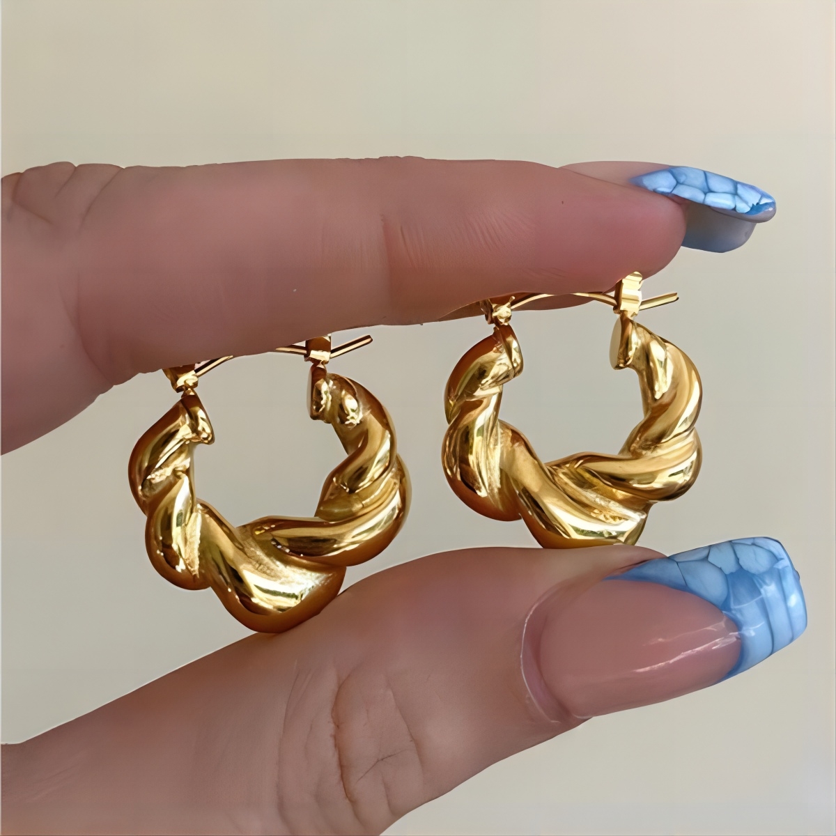 1 Pair Basic Classic Style Round Twist Polishing Plating 304 Stainless Steel Earrings display picture 6