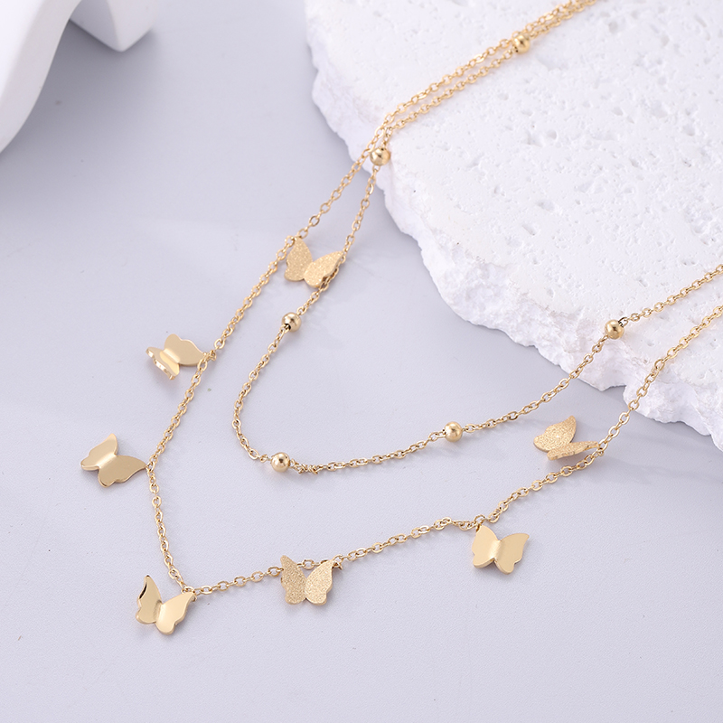 Casual Streetwear Butterfly Stainless Steel Plating 18k Gold Plated Layered Necklaces display picture 4