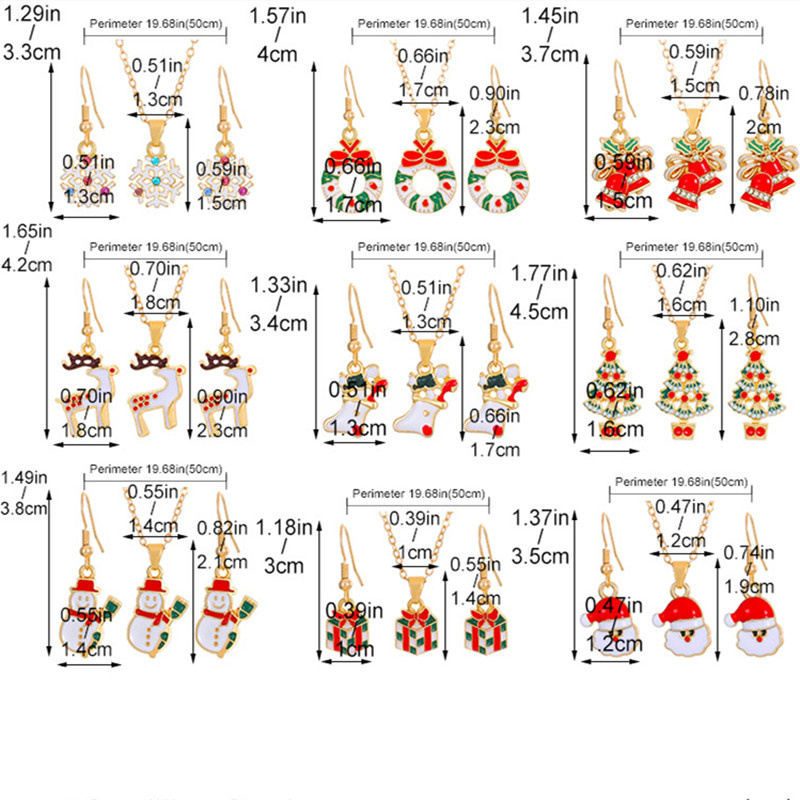 Christmas Classic Style Christmas Hat Christmas Tree Santa Claus Alloy Enamel Plating Inlay Artificial Rhinestones 18k Gold Plated Gold Plated Women's Earrings Necklace display picture 1