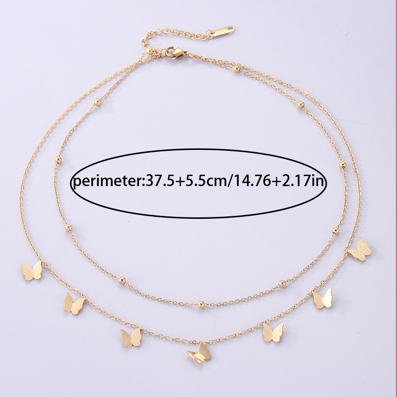 Casual Streetwear Butterfly Stainless Steel Plating 18k Gold Plated Layered Necklaces display picture 7