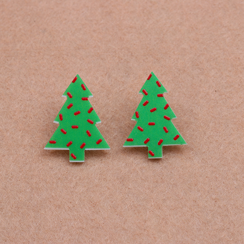 1 Pair Sweet Simple Style Christmas Tree Arylic Wood Ear Studs display picture 5