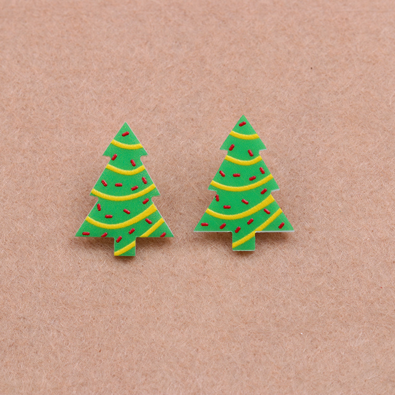 1 Pair Sweet Simple Style Christmas Tree Arylic Wood Ear Studs display picture 1