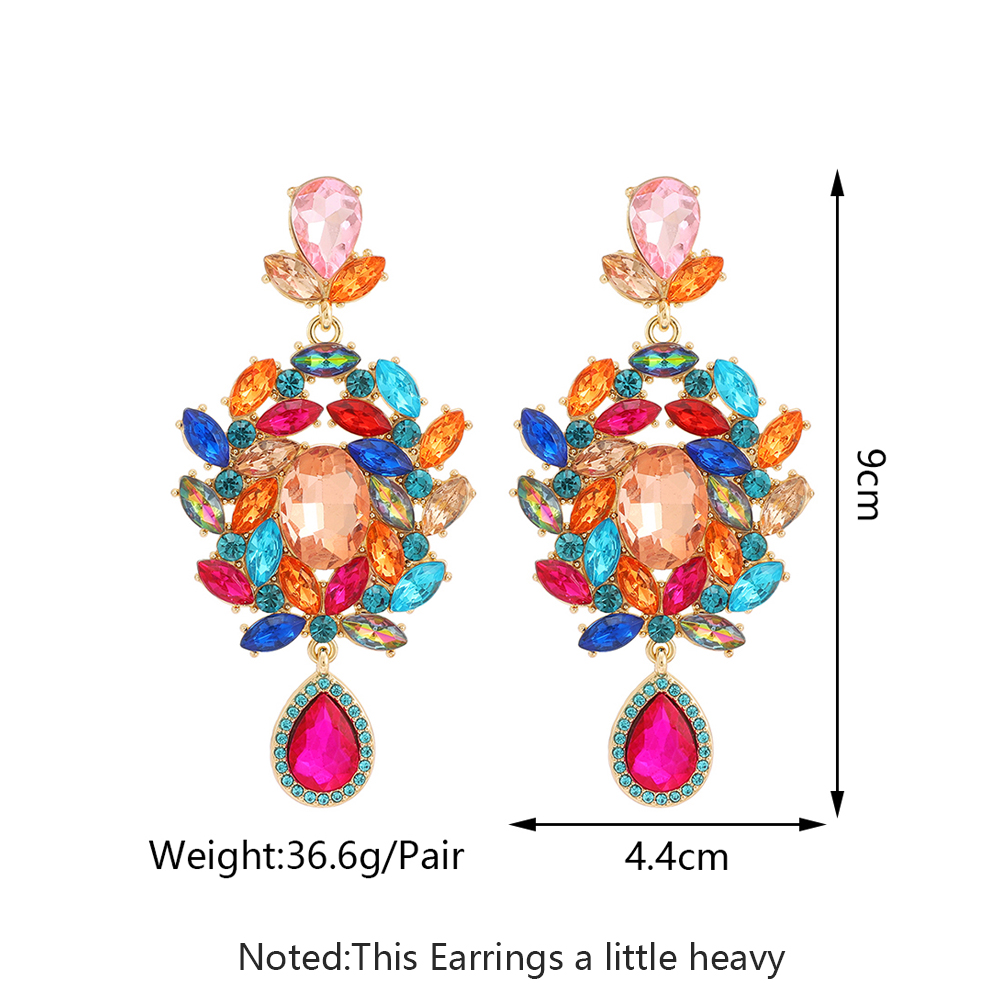 1 Pair Elegant Exaggerated Luxurious Geometric Plating Inlay Zinc Alloy Glass Dangling Earrings display picture 1