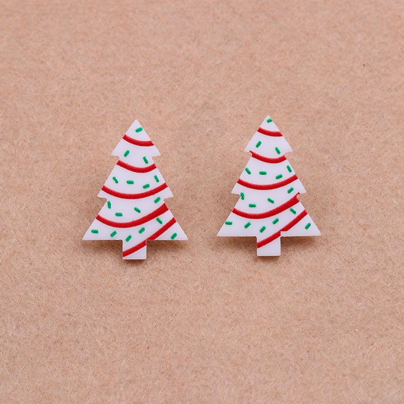 1 Pair Sweet Simple Style Christmas Tree Arylic Wood Ear Studs display picture 3
