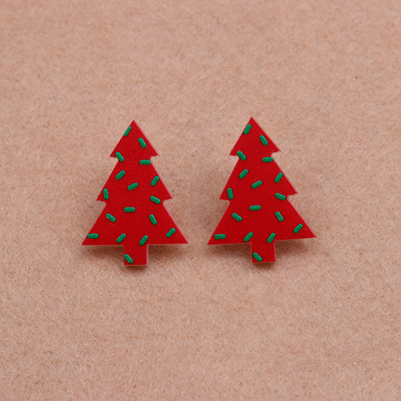 1 Pair Sweet Simple Style Christmas Tree Arylic Wood Ear Studs display picture 6