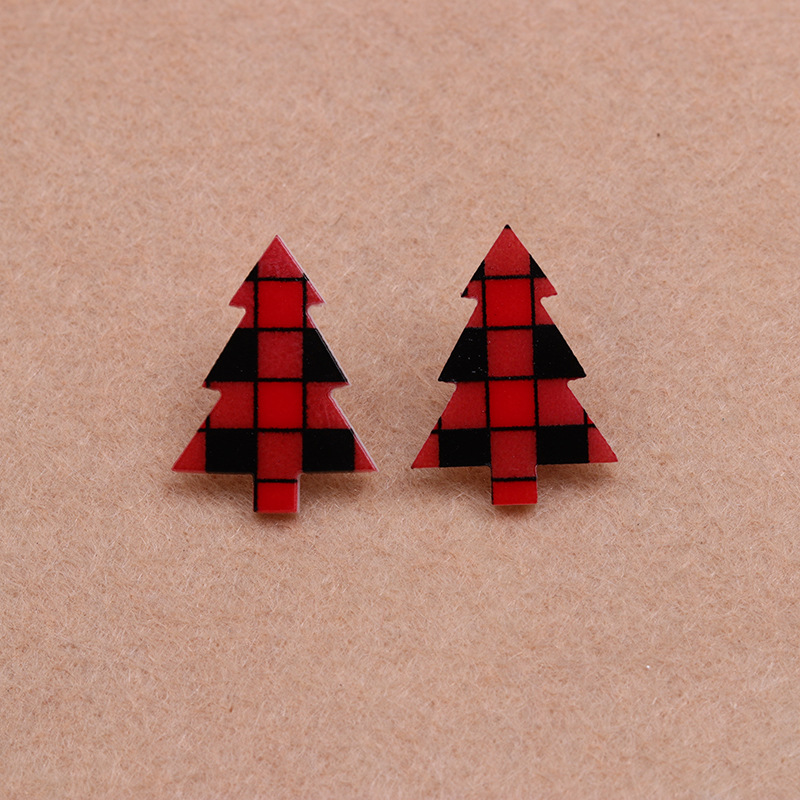 1 Pair Sweet Simple Style Christmas Tree Arylic Wood Ear Studs display picture 2