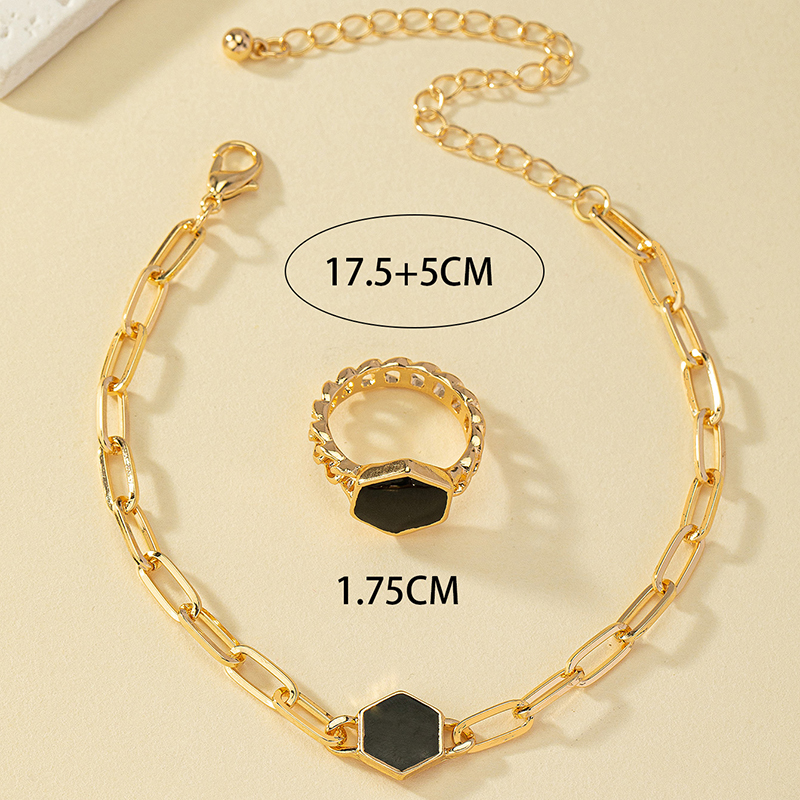 Elegant Luxuriös Geometrisch Legierung Überzug 14 Karat Vergoldet Frau Ringe Armbänder display picture 2