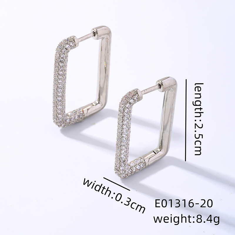 1 Paar Einfacher Stil Glänzend Geometrisch Überzug Inlay Kupfer Zirkon Ohrringe display picture 2