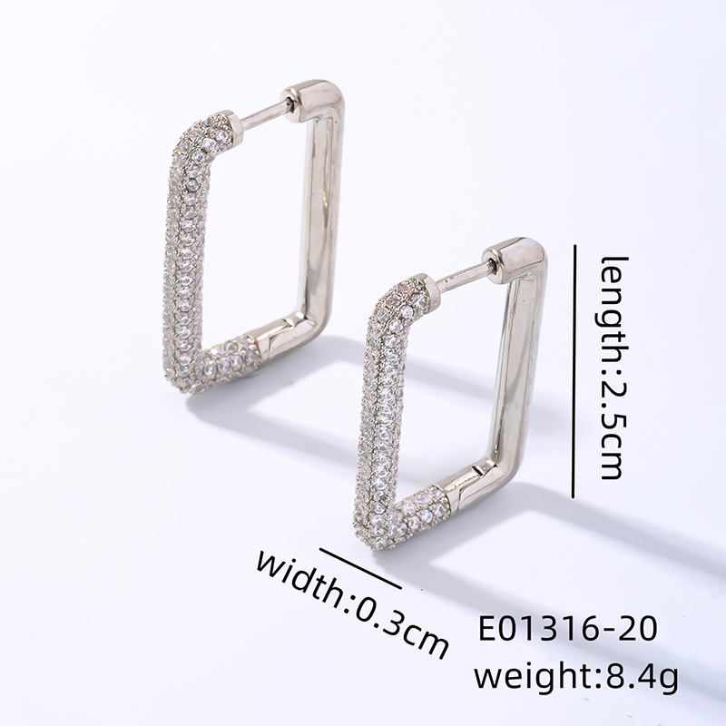 1 Pair Simple Style Shiny Geometric Plating Inlay Copper Zircon Earrings display picture 2