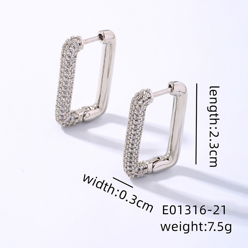 1 Pair Simple Style Shiny Geometric Plating Inlay Copper Zircon Earrings display picture 3