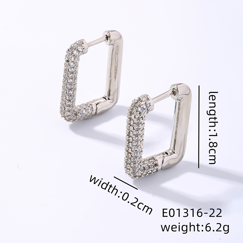 1 Pair Simple Style Shiny Geometric Plating Inlay Copper Zircon Earrings display picture 1