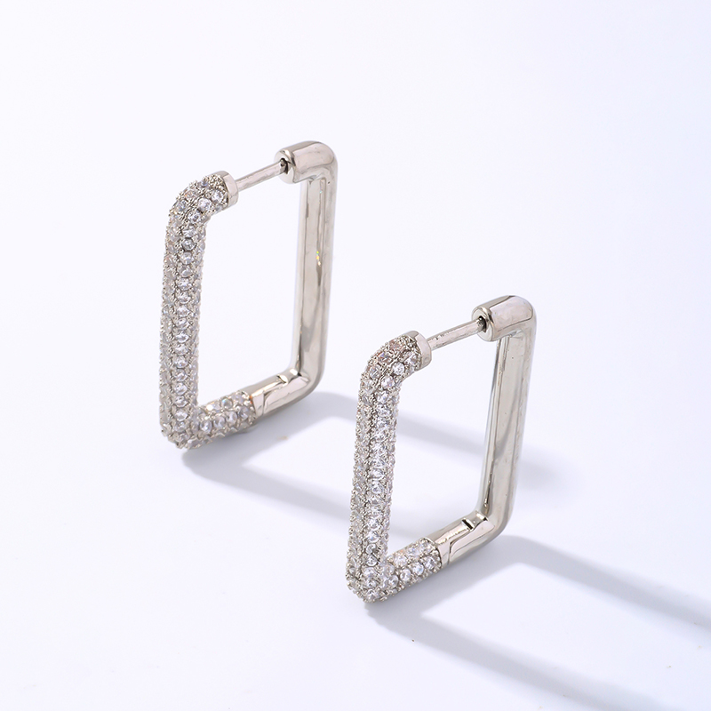 1 Pair Simple Style Shiny Geometric Plating Inlay Copper Zircon Earrings display picture 6