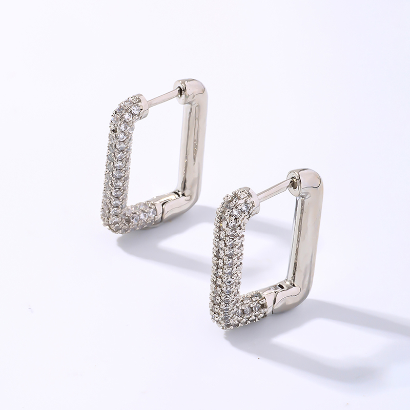1 Pair Simple Style Shiny Geometric Plating Inlay Copper Zircon Earrings display picture 4