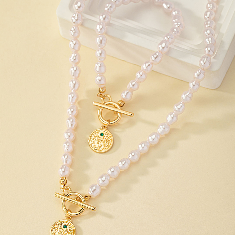 Glam Luxurious Geometric Imitation Pearl Plating 14k Gold Plated Women's Bracelets Necklace display picture 1