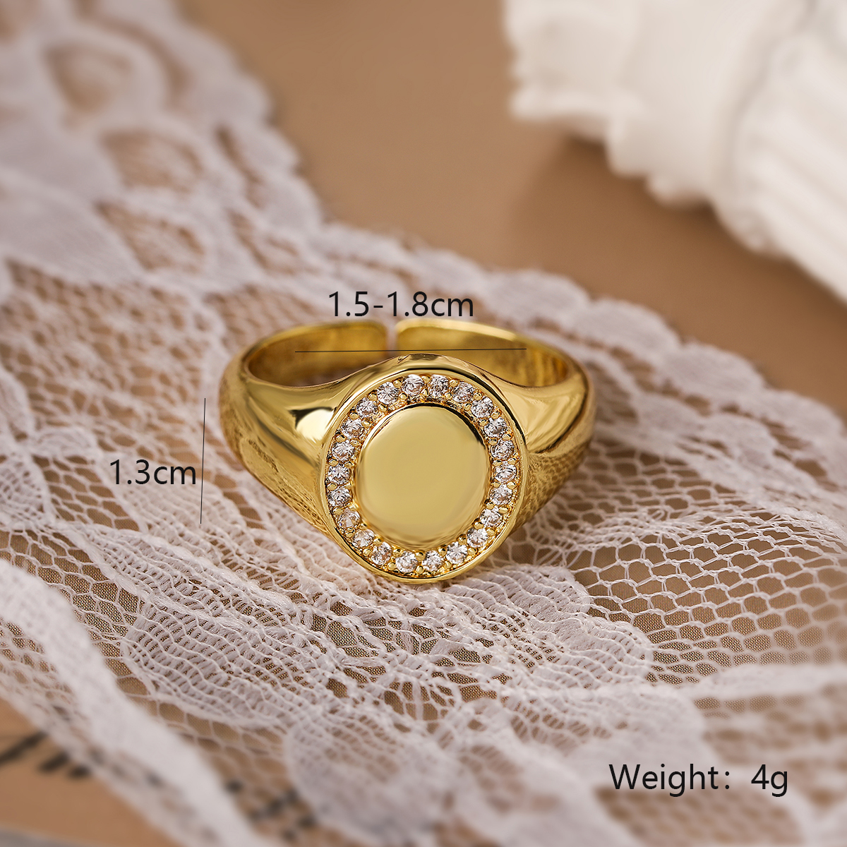 Retro Klassischer Stil Geometrisch Kupfer Überzug Inlay Zirkon 18 Karat Vergoldet Offener Ring display picture 2