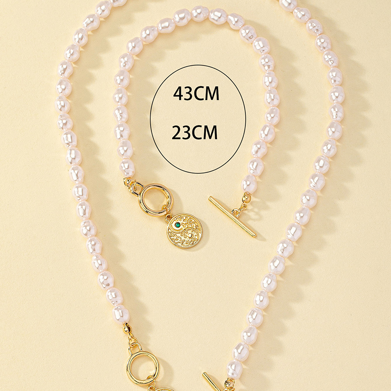 Glam Luxurious Geometric Imitation Pearl Plating 14k Gold Plated Women's Bracelets Necklace display picture 5