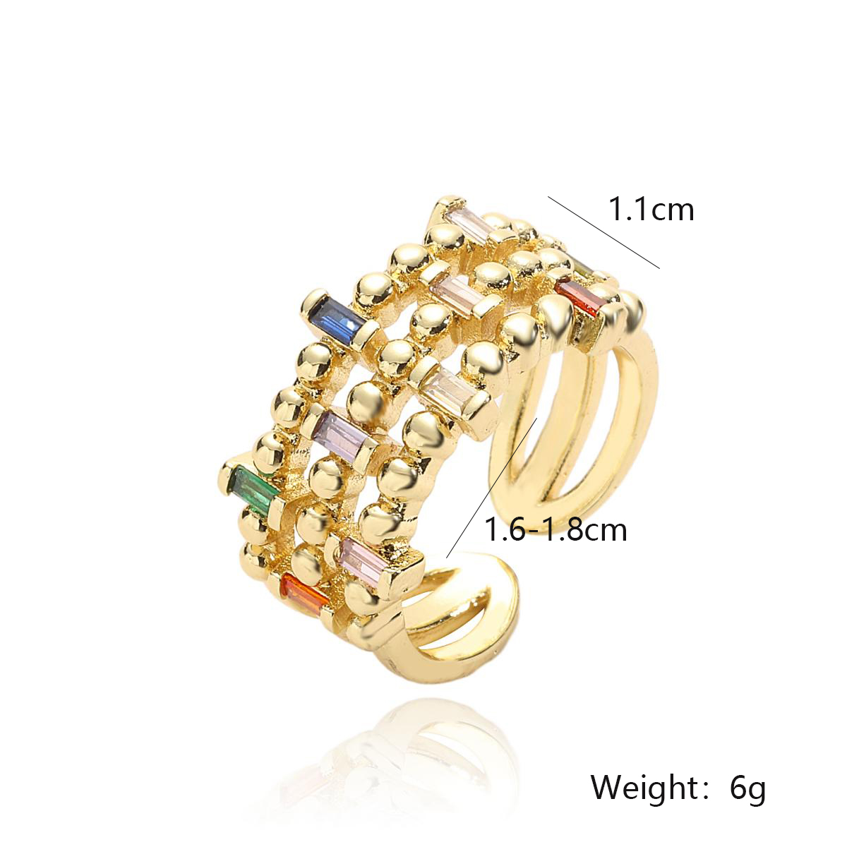 Glam Retro Geometric Copper 18k Gold Plated Zircon Open Rings In Bulk display picture 1