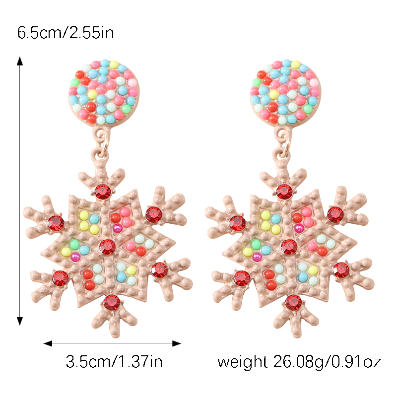 1 Piece Nordic Style Streetwear Snowflake Inlay Alloy Beads Gold Plated Drop Earrings display picture 2