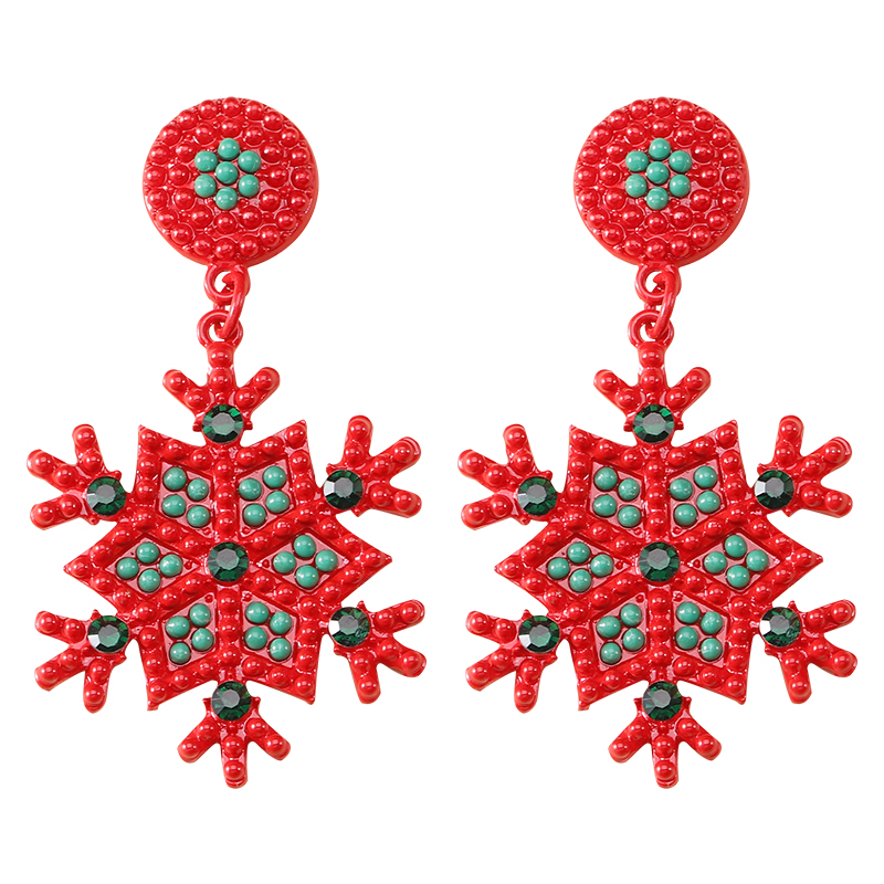1 Piece Nordic Style Streetwear Snowflake Inlay Alloy Beads Gold Plated Drop Earrings display picture 13