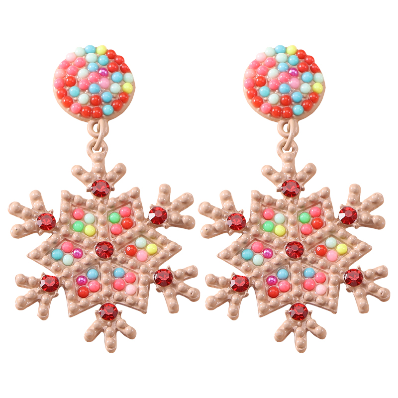 1 Piece Nordic Style Streetwear Snowflake Inlay Alloy Beads Gold Plated Drop Earrings display picture 21