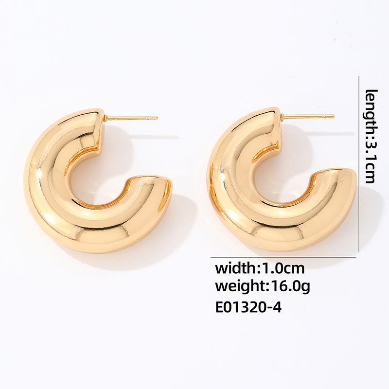 1 Par Estilo IG Estilo Simple Geométrico Enchapado Acero Inoxidable 304 Chapado En Oro Plateado Aretes display picture 8