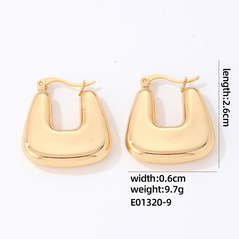 1 Pair IG Style Simple Style Geometric Plating 304 Stainless Steel Gold Plated Silver Plated Earrings display picture 3