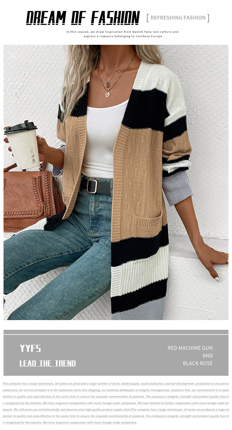 Women's Cardigan Long Sleeve Sweaters & Cardigans Casual Stripe display picture 1