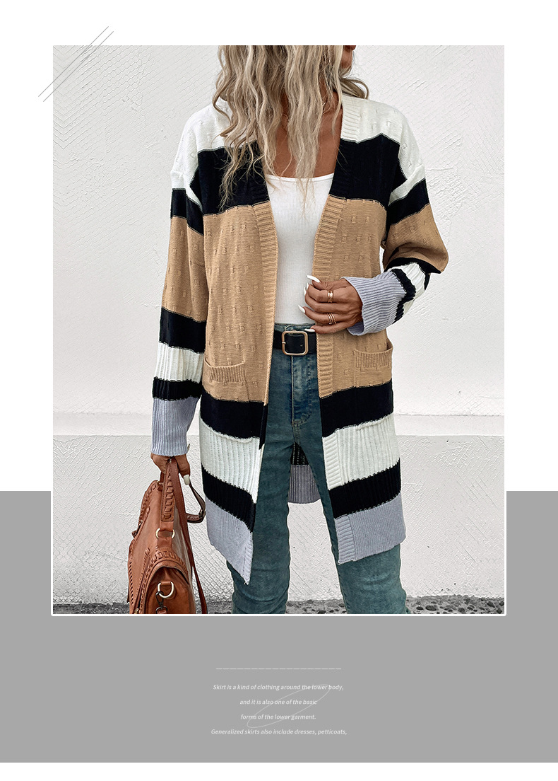 Women's Cardigan Long Sleeve Sweaters & Cardigans Casual Stripe display picture 6