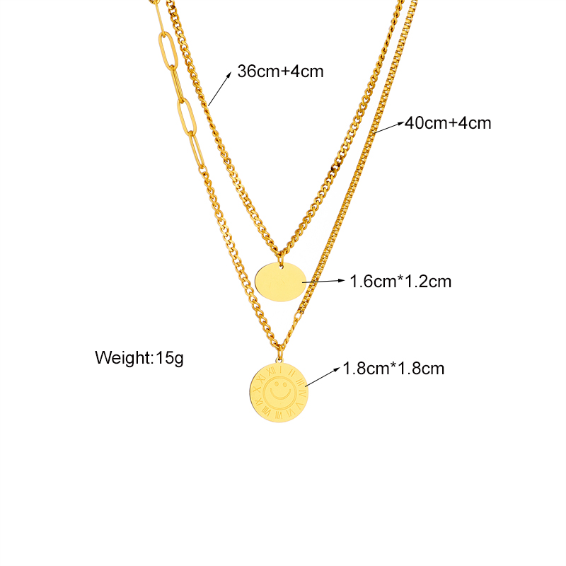 304 Stainless Steel 18K Gold Plated Simple Style Classic Style Layered Plating Solid Color Layered Necklaces display picture 2