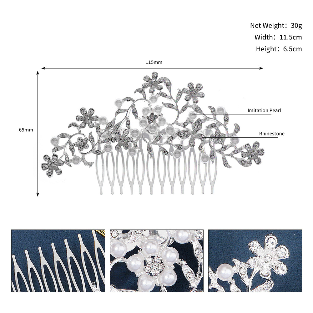 Elegant Lady Shiny Flower Alloy Plating Insert Comb display picture 3