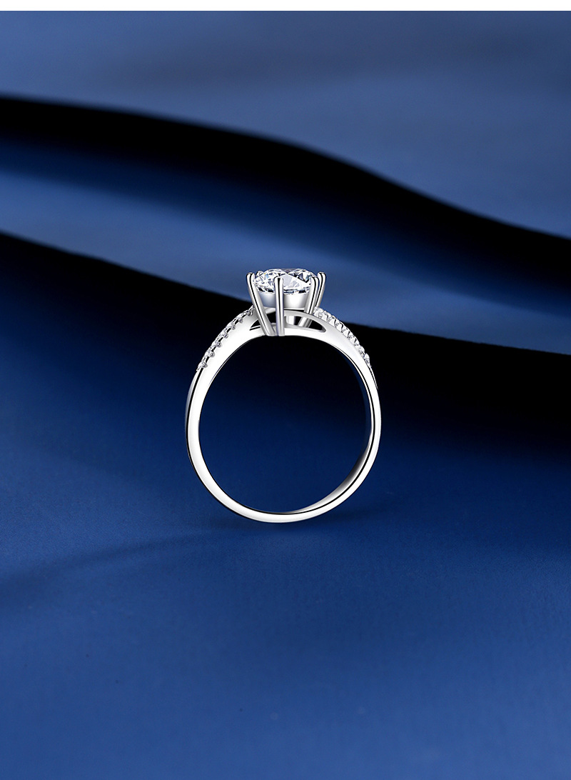 Elegant Geometrisch Sterling Silber Überzug Inlay Moissanit Zirkon Ringe display picture 3
