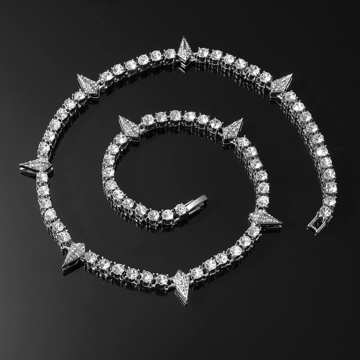 Classic Style Geometric Alloy Inlay Rhinestones Men's Bracelets Necklace display picture 5