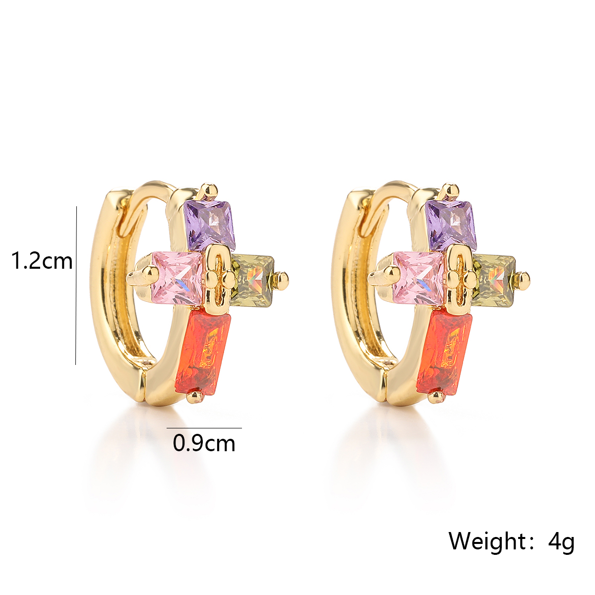 1 Pair Simple Style Commute Cross Plating Inlay Copper Zircon 18k Gold Plated Hoop Earrings display picture 1