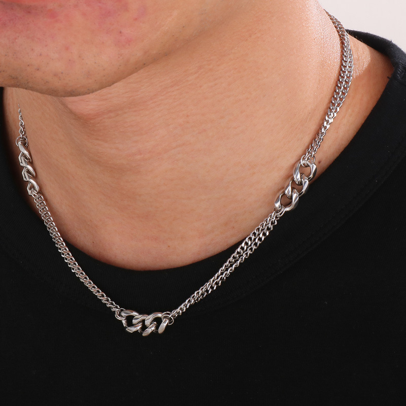 Basic Geometric Titanium Steel Men's Necklace display picture 9