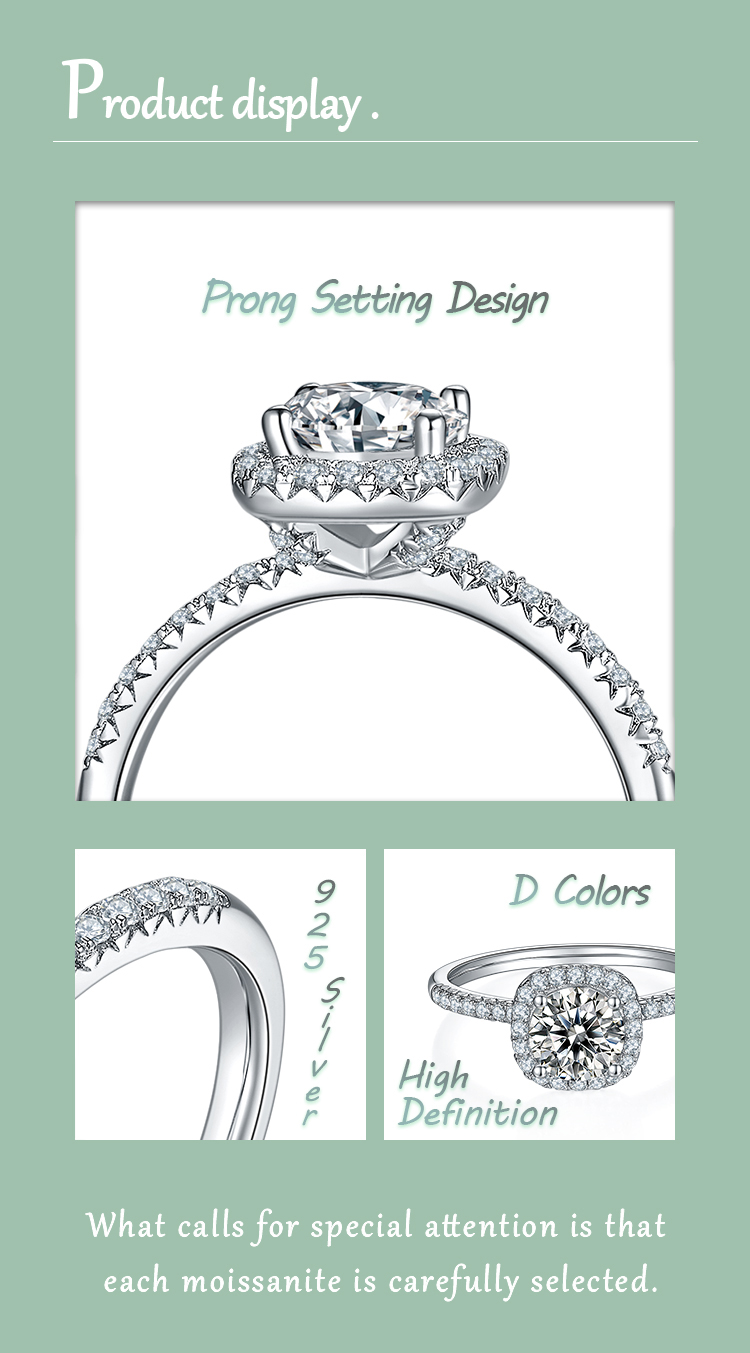 Style Simple Commuer Couleur Unie Argent Sterling Diamant Moissanite Or Blanc Plaqué Anneaux display picture 1