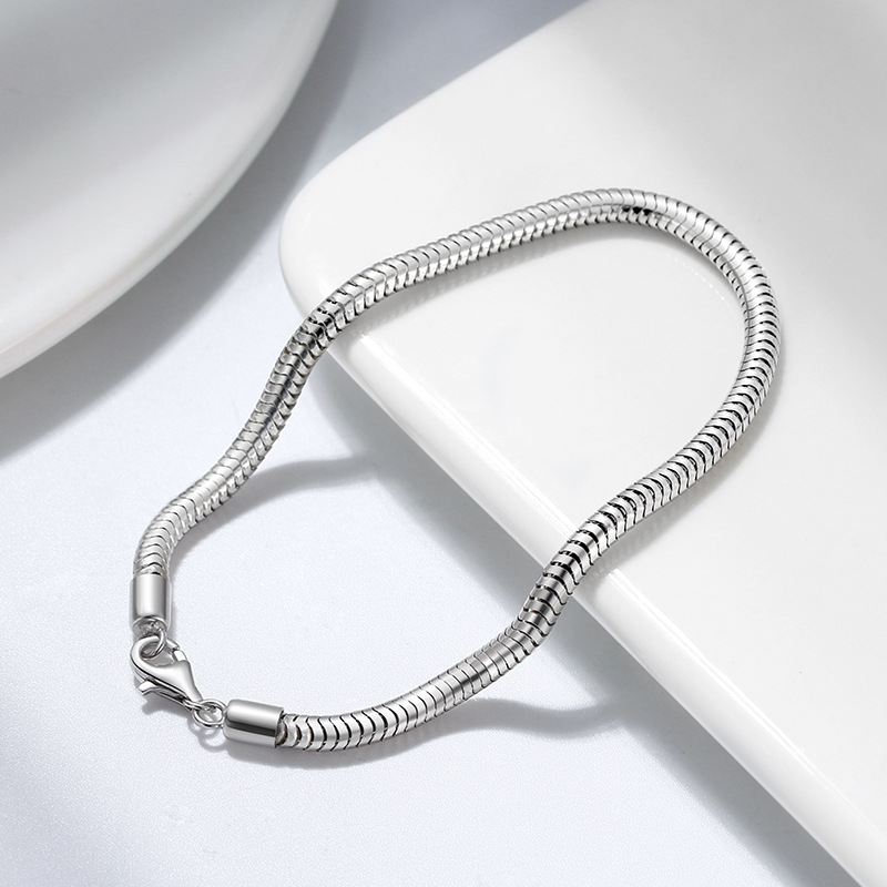 Simple Style Snake Sterling Silver Polishing Plating Chain White Gold Plated Rhodium Plated Silver Plated Bracelets display picture 2