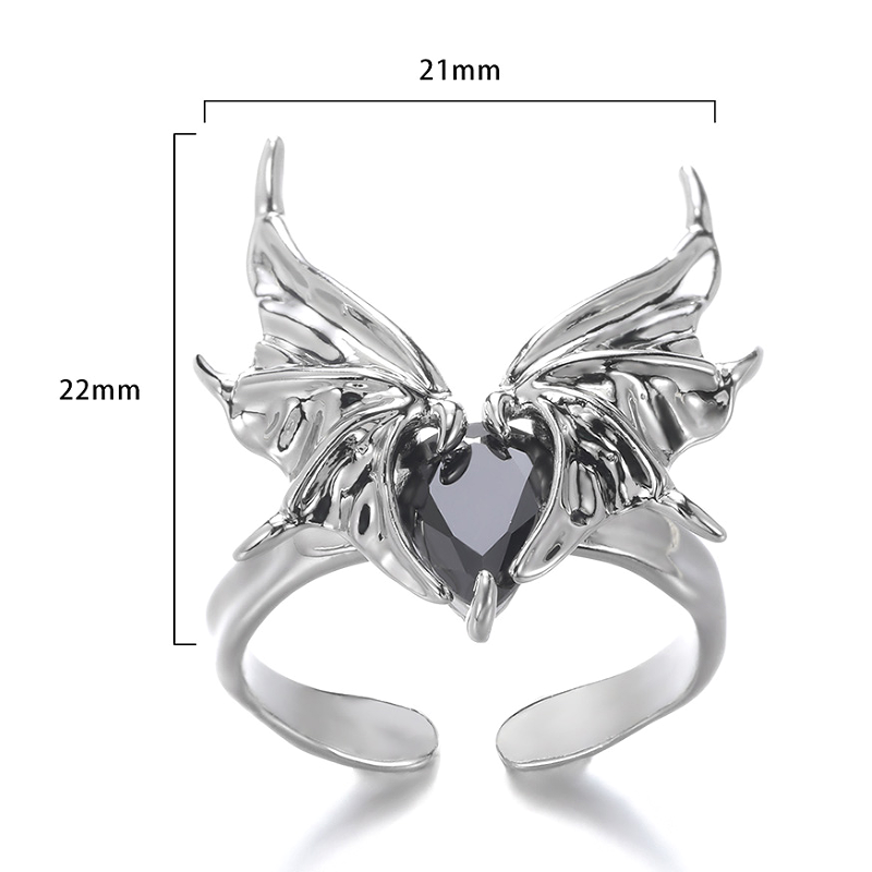 Exaggerated Simple Style Wings Stainless Steel Inlay Zircon Open Rings display picture 2