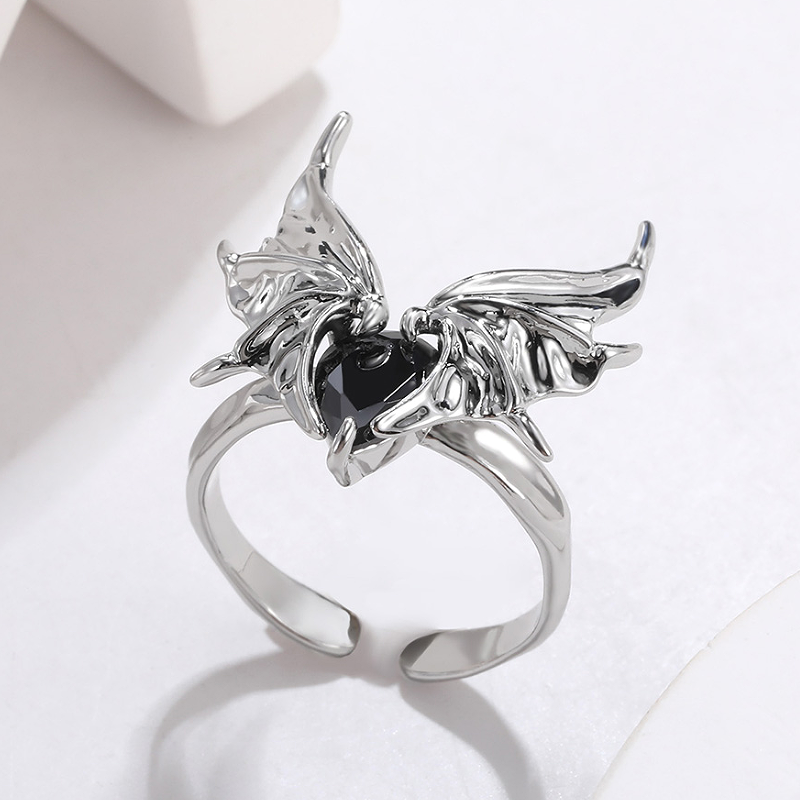 Exaggerated Simple Style Wings Stainless Steel Inlay Zircon Open Rings display picture 6