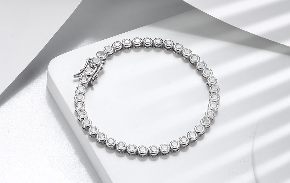 Glam Simple Style Round Round Dots Sterling Silver Plating Inlay Zircon White Gold Plated Rhodium Plated Silver Plated Tennis Bracelet display picture 7