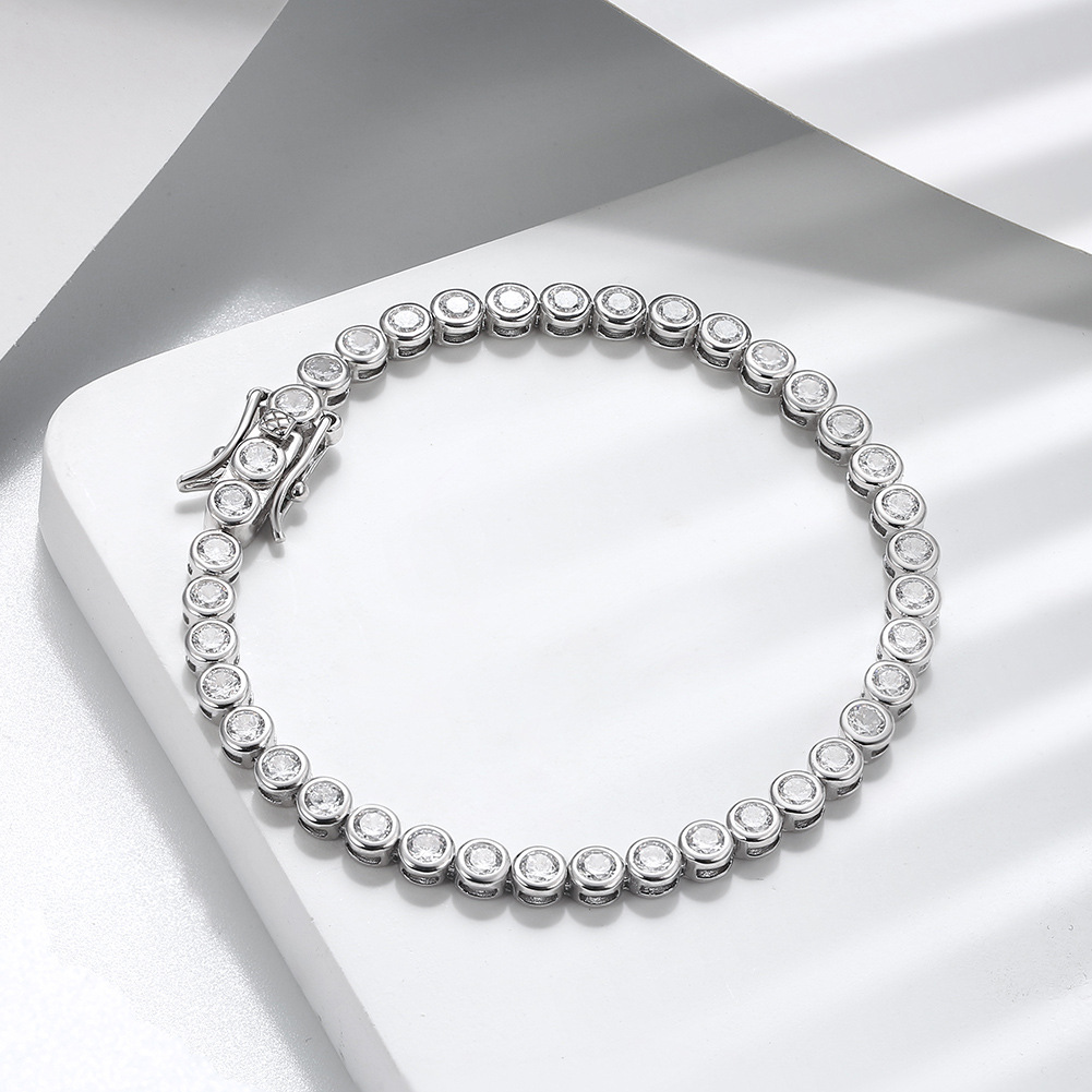 Glam Simple Style Round Round Dots Sterling Silver Plating Inlay Zircon White Gold Plated Rhodium Plated Silver Plated Tennis Bracelet display picture 8