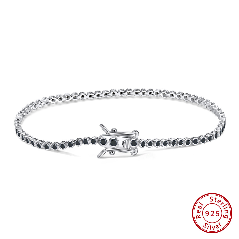 Classic Style Round Sterling Silver Plating Inlay Chain Zircon White Gold Plated Rhodium Plated Silver Plated Tennis Bracelet display picture 1