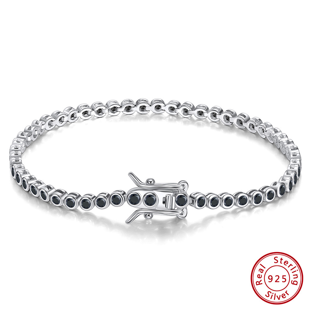 Classic Style Round Sterling Silver Plating Inlay Chain Zircon White Gold Plated Rhodium Plated Silver Plated Tennis Bracelet display picture 2