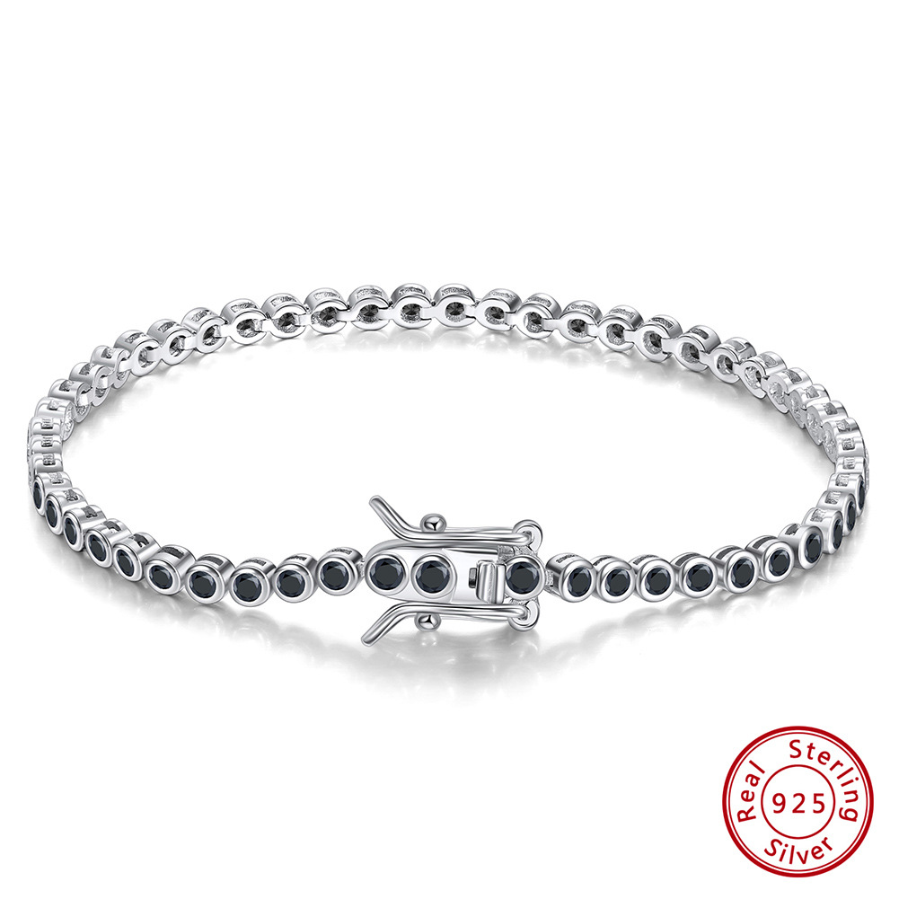 Style Classique Rond Argent Sterling Placage Incruster Chaîne Zircon Or Blanc Plaqué Plaqué Rhodium Plaqué Argent Bracelet Tennis display picture 2