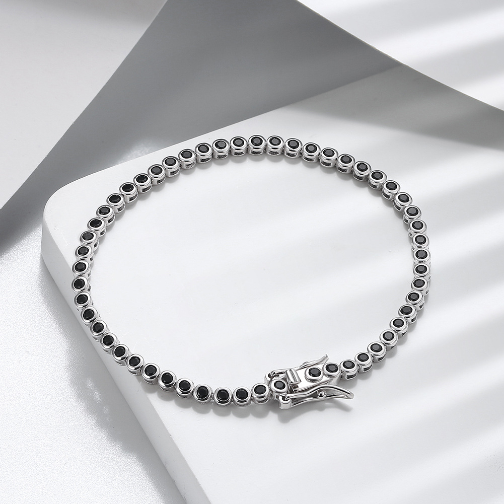 Classic Style Round Sterling Silver Plating Inlay Chain Zircon White Gold Plated Rhodium Plated Silver Plated Tennis Bracelet display picture 7