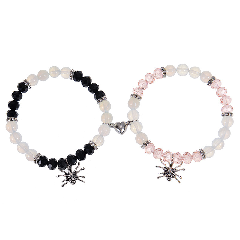 Classic Style Spider Artificial Crystal Agate Metal Beaded Handmade Couple Bracelets display picture 1